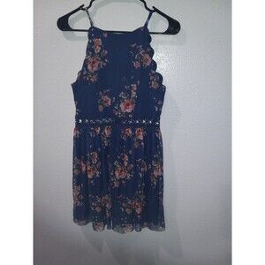 i.n. san francisco dress size 11 navy blue with pink flowers club brunch